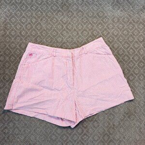 Lilly Pulitzer  Seersucker Pink and White Stripe High Waisted Shorts, Size 8